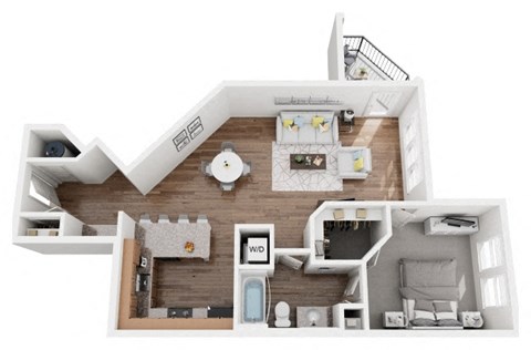 1 Bed 1 Bath 924 sf Oglethorpe Floor Plan at Two Addison Place, Pooler, 31322, Georgia